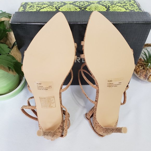 CAPE ROBBIN Ada Stiletto Heels Strappy Sandals Cork Size 6 New - Picture 11 of 11